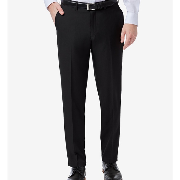Haggar Black Slim Fit Flat Front Premium Stretch Dress Pant Size 38 x 30 - Picture 1 of 7